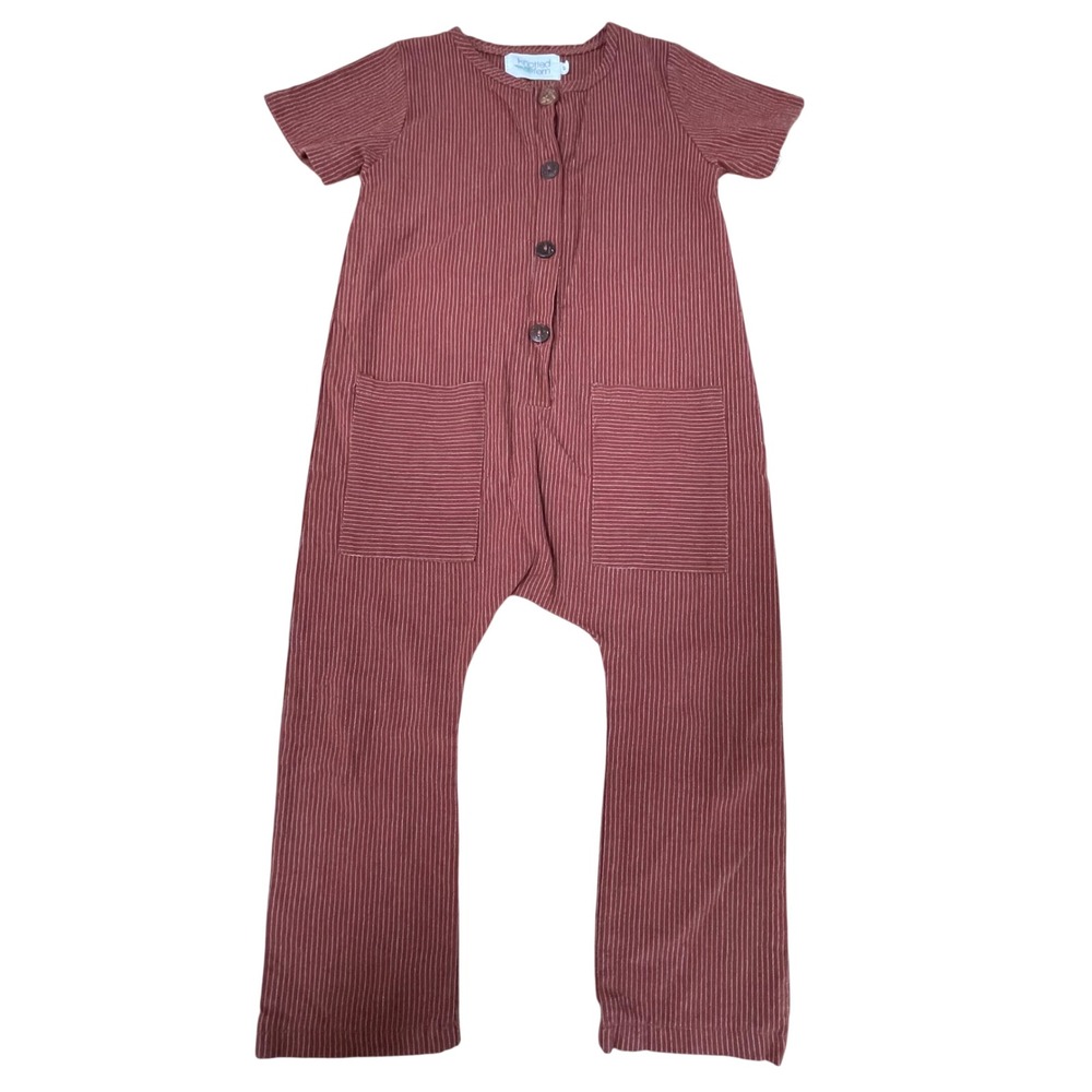 Knotted Fern Rust Striped Short Sleeve Jumpsuit Romper Kids Size 4T‎